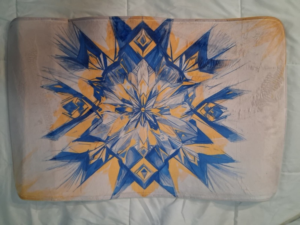 Blue Yellow Kaleidoscope Bath Mat Approx 34in W x 21in L